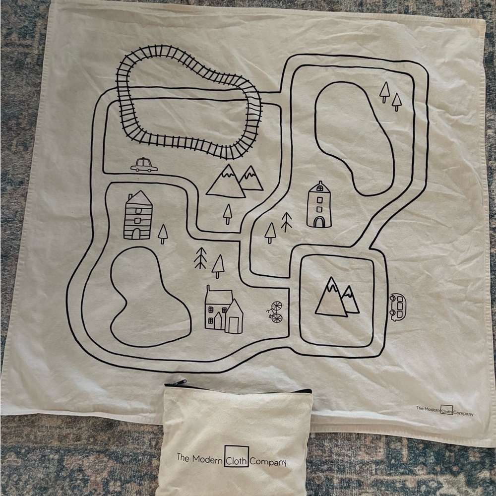 The Modern Cloth Company town road coloring Play Mat with Bag